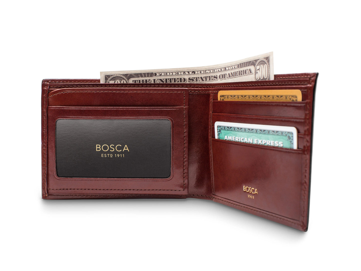 Bosca Bifold Wallet | Card / I.D. Flap | Old Leather Style