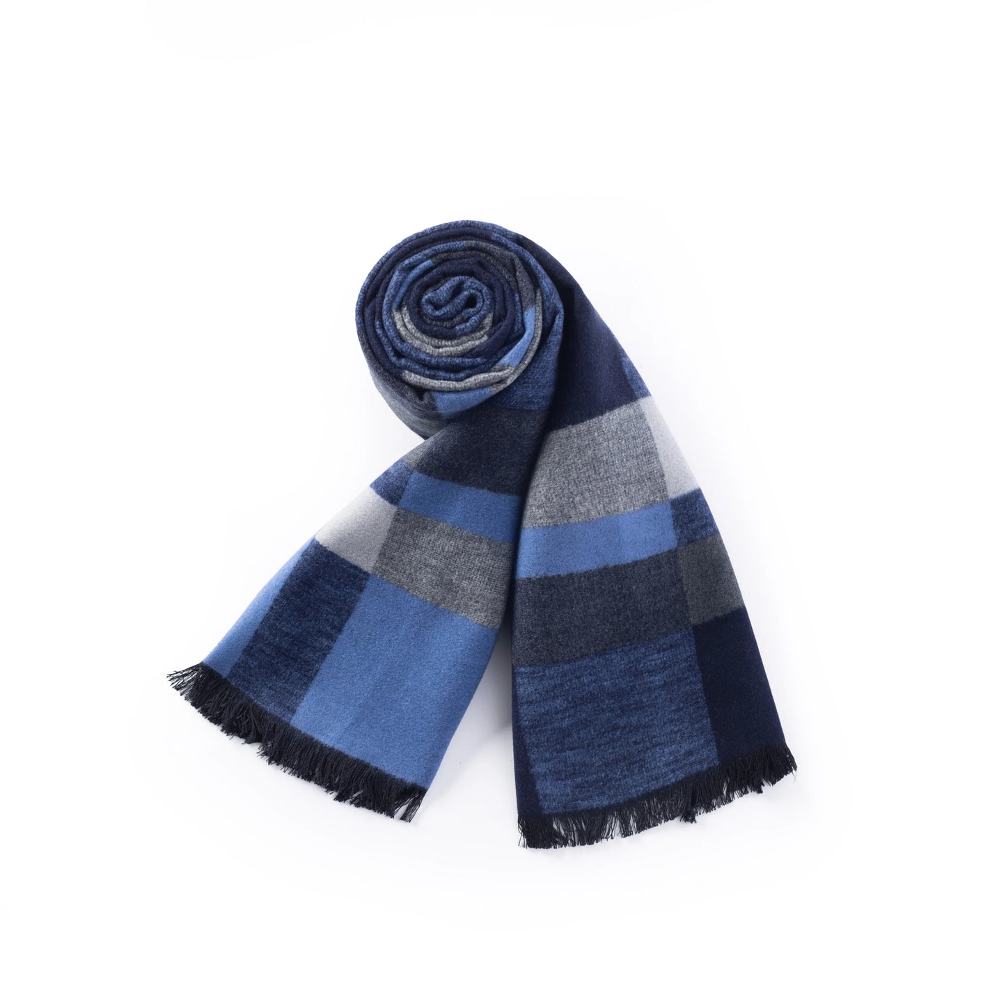Ilmio Brushed Silk Scarf | Marine Plaid