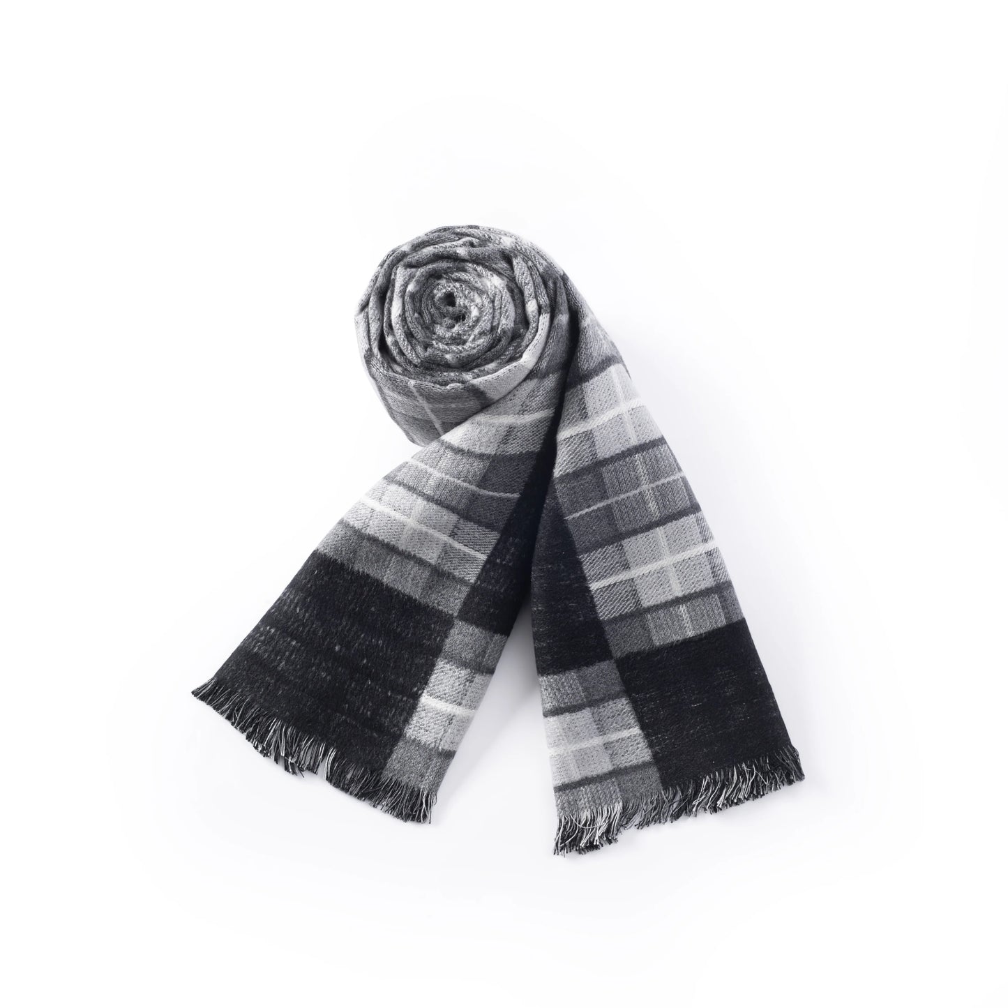 Ilmio Brushed Silk Scarf | Silver Grid