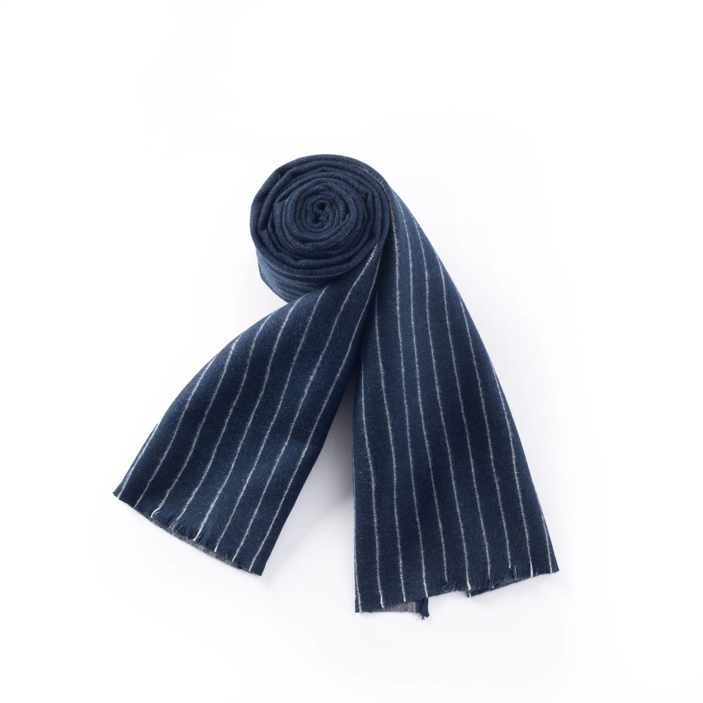Ilmio Brushed Silk Scarf | Navy Pinstripe