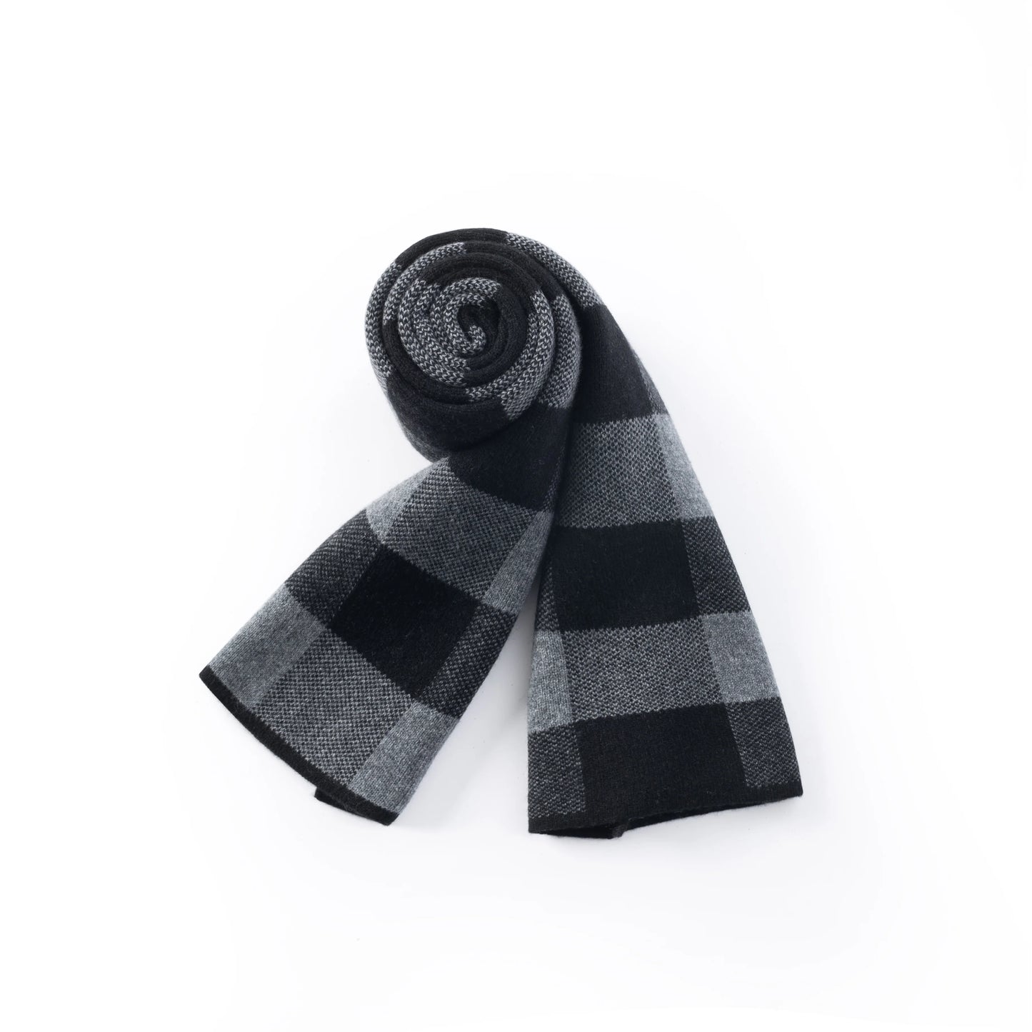 Ilmio Cashmere Knit Scarf | Charcoal Check