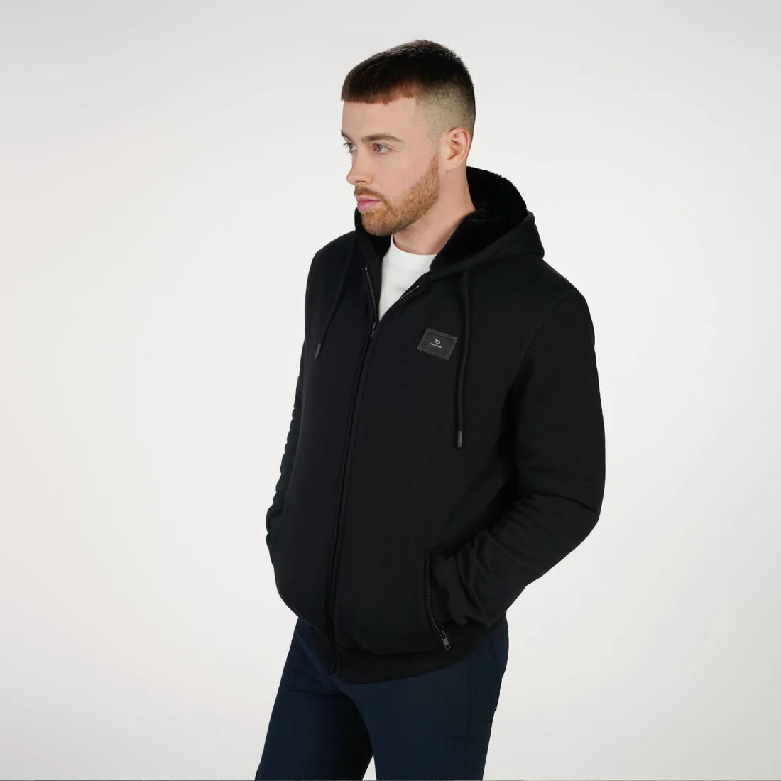 Men’s Dulce Black Hoodie | Full Black Fur | T.O. Collection