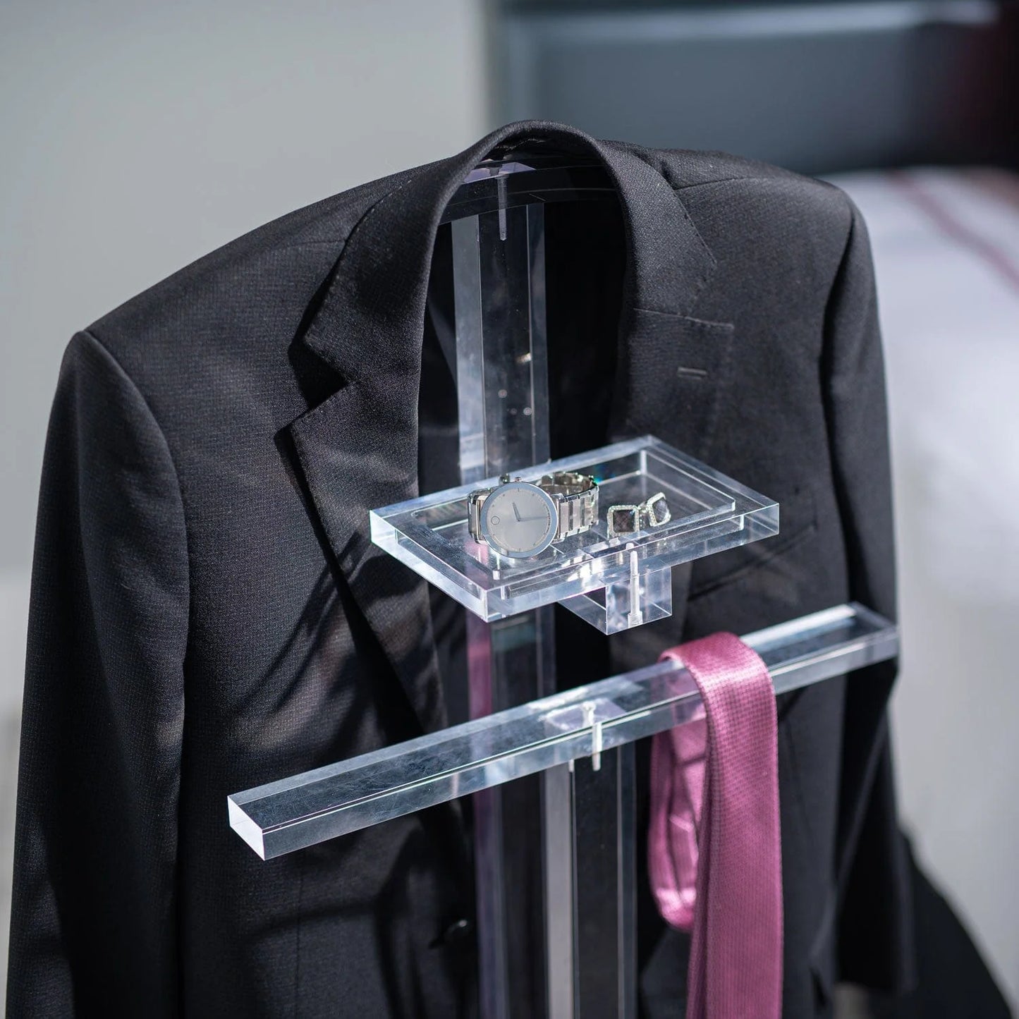 TALL LUCITE VALET STAND