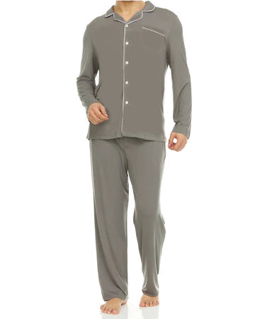 Men’s Micro Modal Button-Front Pajamas – Grey | Symmar Dream Collection