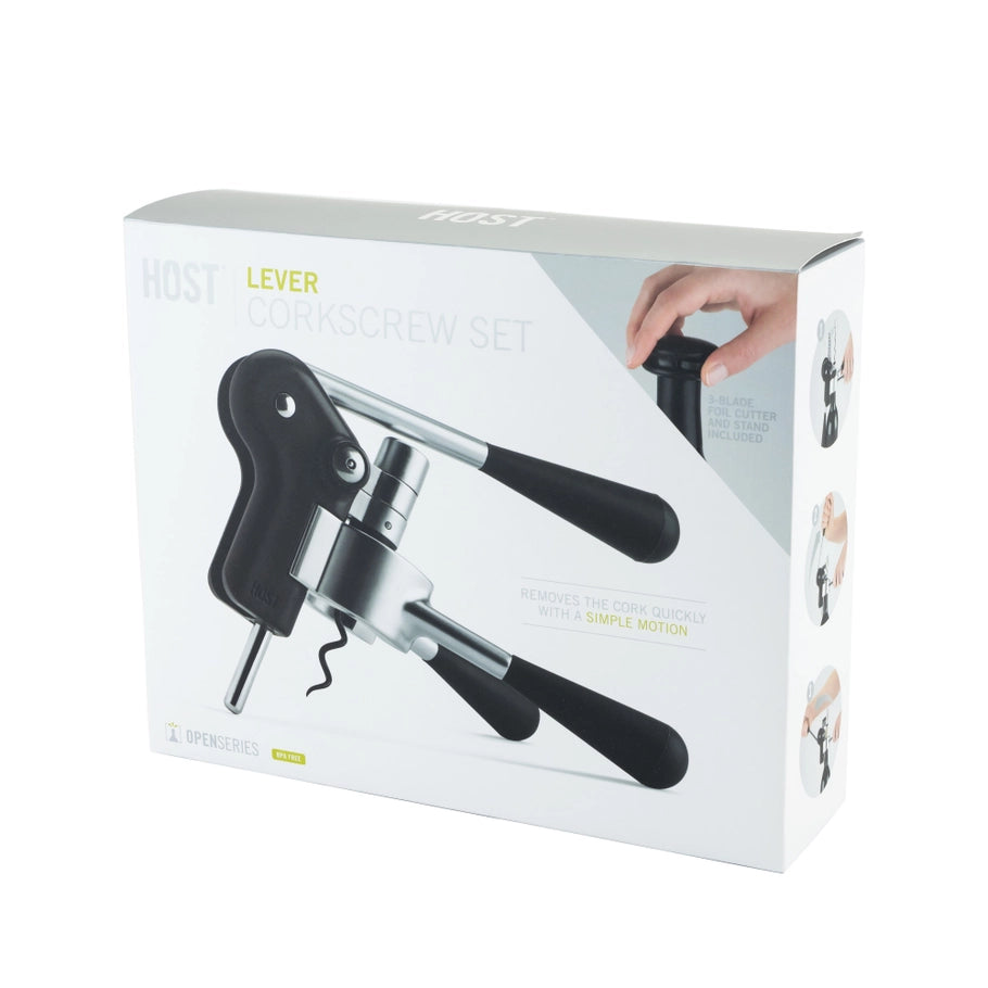 Lever Corkscrew Multi- Opener Set w/ Stand