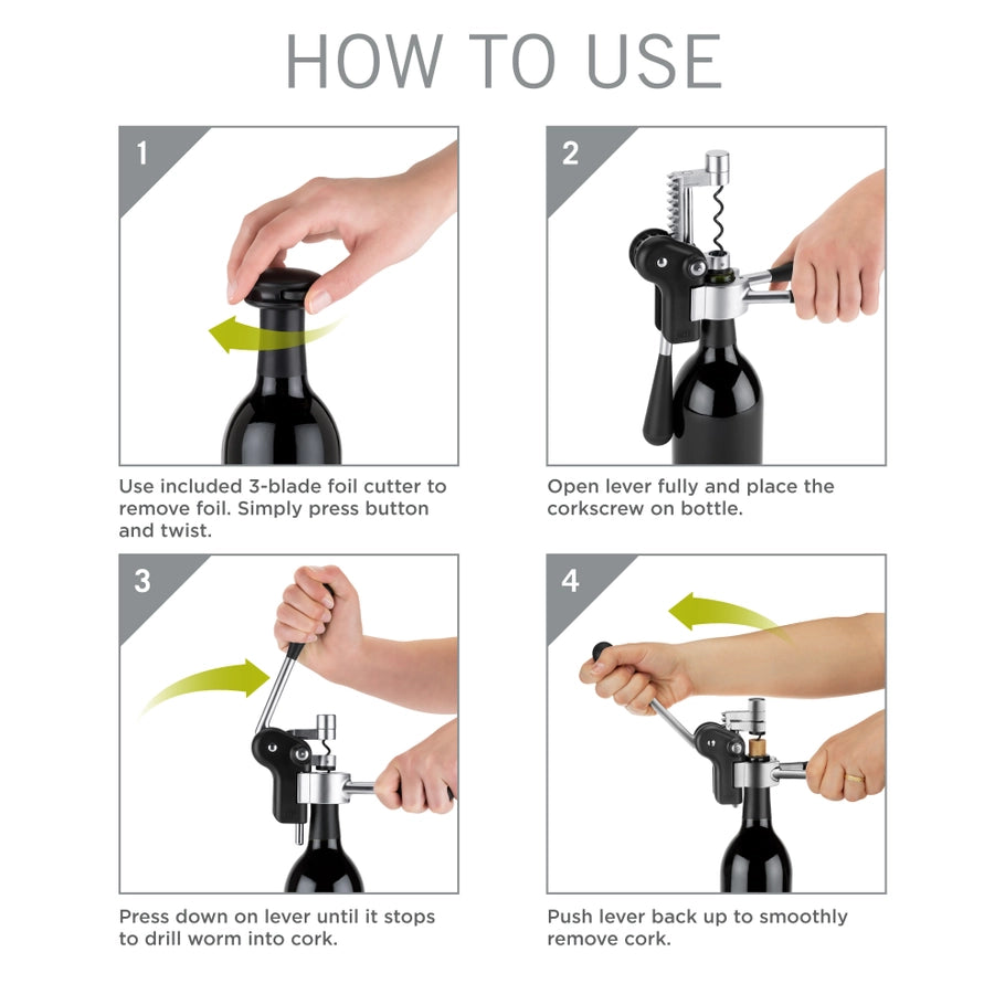 Lever Corkscrew Multi- Opener Set w/ Stand