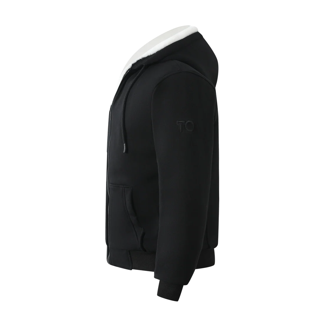 Men’s Black Hoodie | Removable White Fur | T.O. Collection