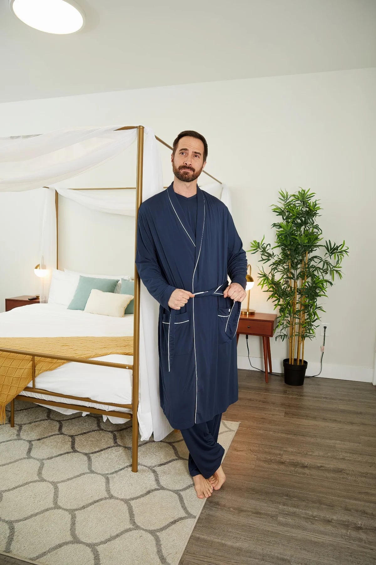Men’s Micro Modal Robe – Navy | Symmar Dream Collection