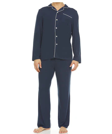 Men’s Micro Modal Button-Front Pajamas – Navy | Symmar Dream Collection