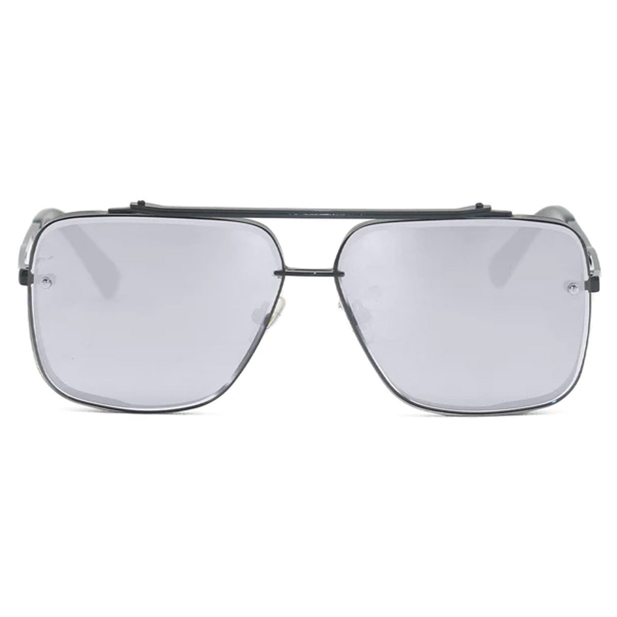 Bella - Chrome Black Oversized Squared Aviators Sunglasses