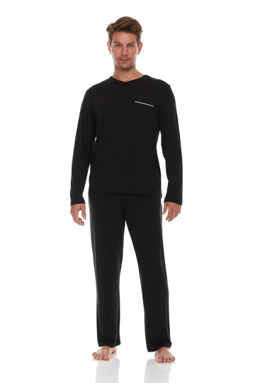 Men’s Micro Modal V-Neck Pajamas – Black | Symmar Dream Collection