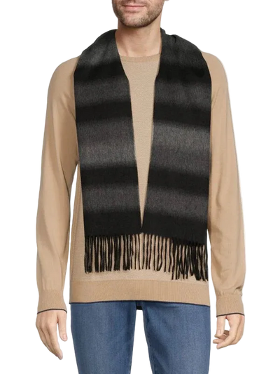 Saks Fifth Avenue | Black Striped Ombre | Cashmere Scarf
