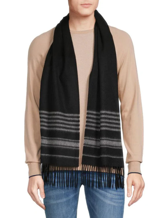 Saks Fifth Avenue | Black Striped | Cashmere Scarf