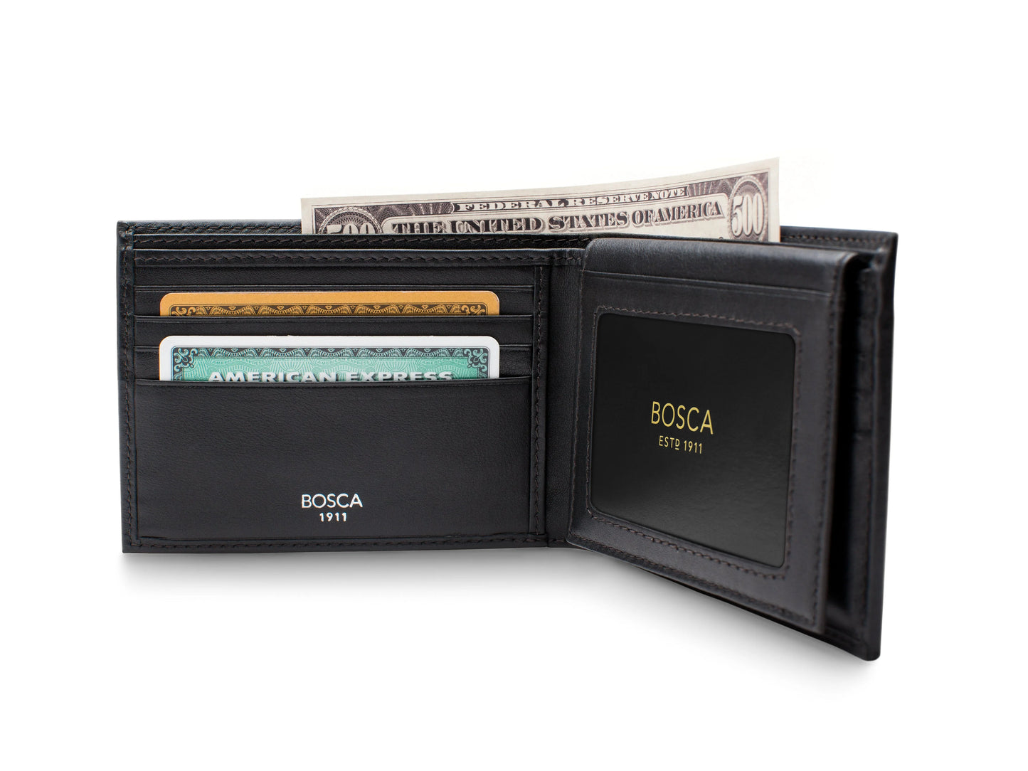Bosca Wallet | Credit Wallet w/ I.D. Passcase | Nappa Vitello Leather
