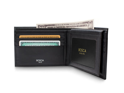 Bosca Wallet | Credit Wallet w/ I.D. Passcase | Nappa Vitello Leather