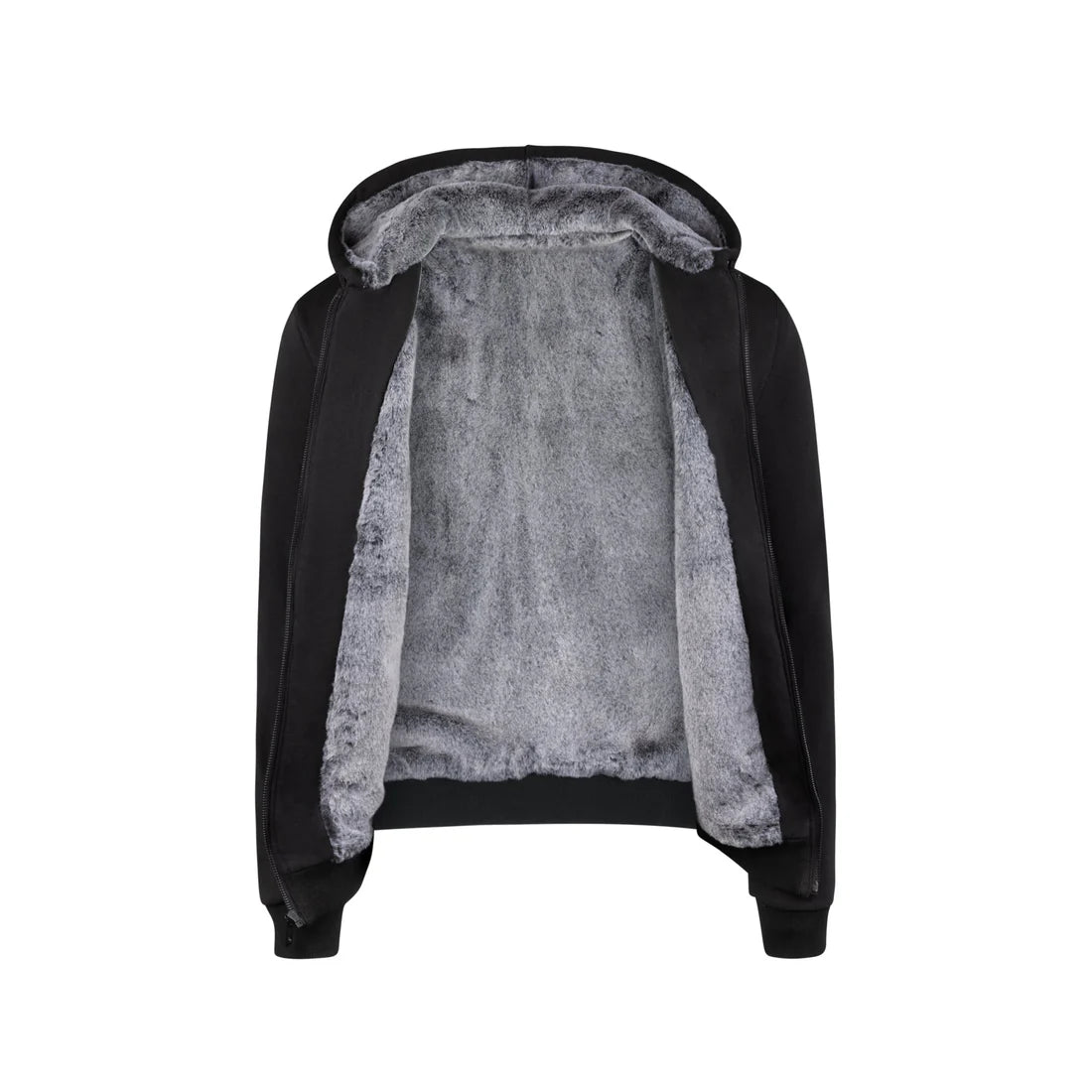Men’s Dulce Black Hoodie | Full Grey Fur | T.O. Collection