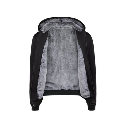 Men’s Dulce Black Hoodie | Full Grey Fur | T.O. Collection