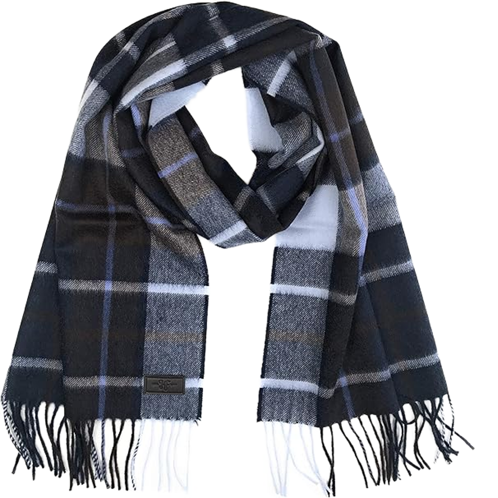 Hickey Freeman | Navy & Blue Plaid | Cashmere Scarf