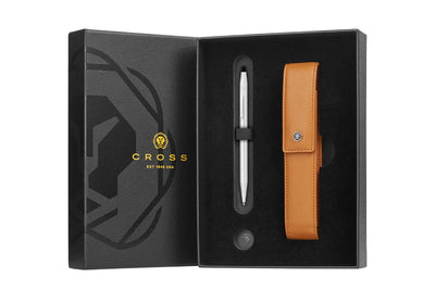 Cross Pen Gift Set | Classic Century Lustrous Chrome | Leather Case