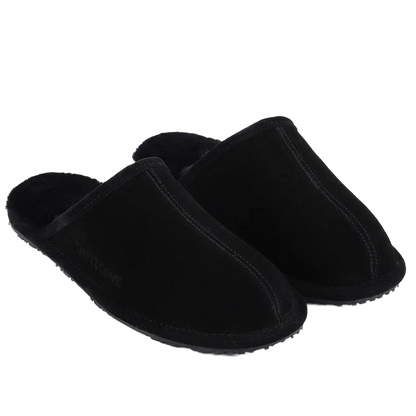 Ven Dave Leather & Black Sheep Fur Slippers