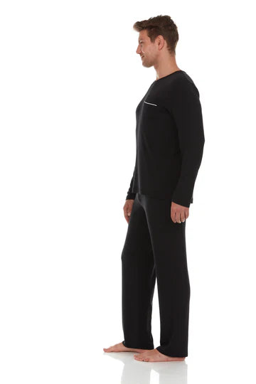 Men’s Micro Modal V-Neck Pajamas – Black | Symmar Dream Collection