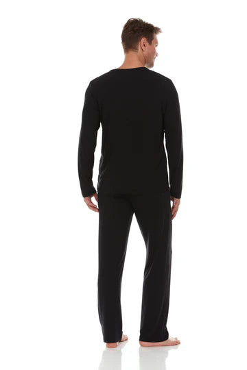 Men’s Micro Modal V-Neck Pajamas – Black | Symmar Dream Collection
