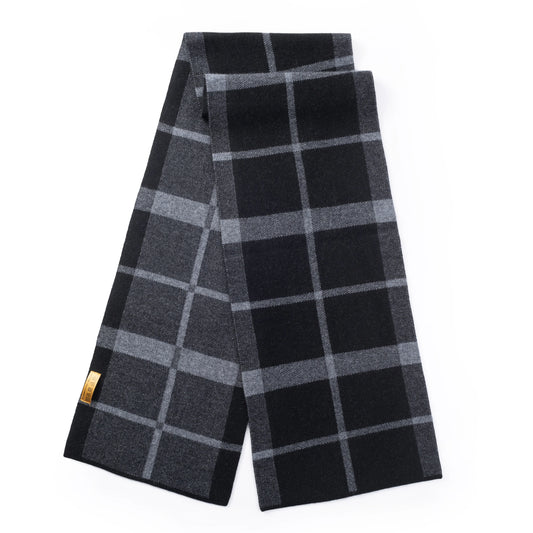 Ilmio Cashmere Knit Scarf | Graphite Windowpane
