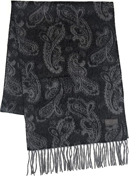 Hickey Freeman | Black & Grey Paisley | Cashmere Scarf