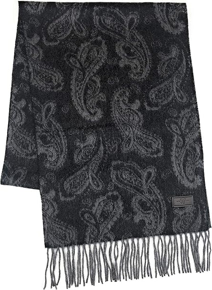 Hickey Freeman | Black & Grey Paisley | Cashmere Scarf