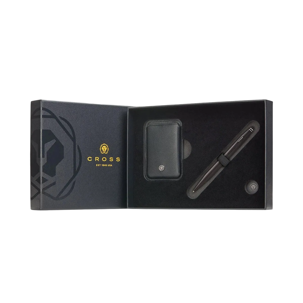 Cross Tech2 Satin Black Pen with Magnetic Card Holder Gift Set