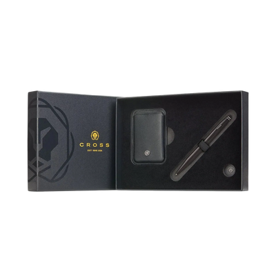 Cross Tech2 Satin Black Pen with Magnetic Card Holder Gift Set