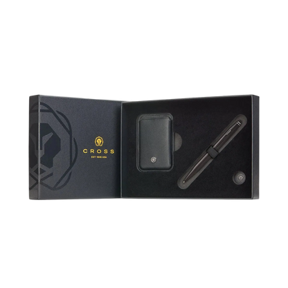 Cross Tech2 Satin Black Pen with Magnetic Card Holder Gift Set