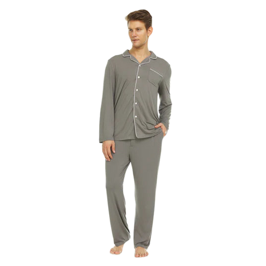 Men’s Micro Modal Button-Front Pajamas – Grey | Symmar Dream Collection