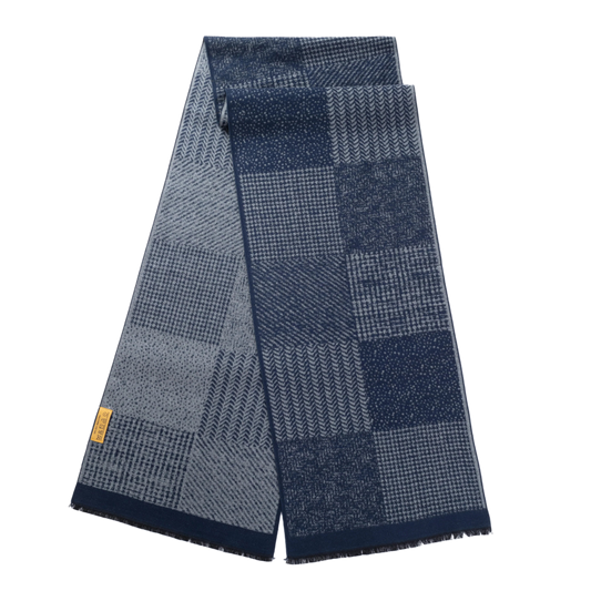 Ilmio Brushed Silk Scarf | Midnight Patchwork