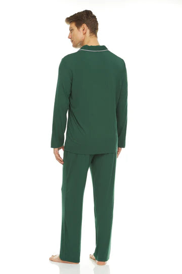 Men’s Micro Modal Button-Front Pajamas – Green | Symmar Dream Collection