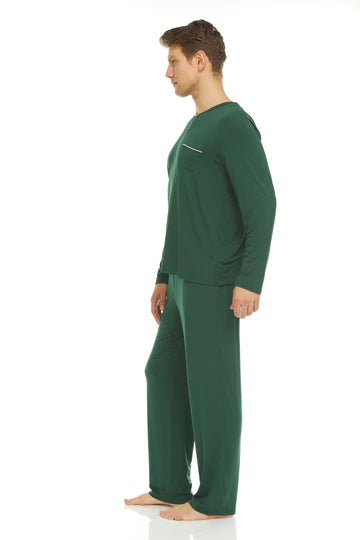 Men’s Micro Modal V-Neck Pajamas – Green | Symmar Dream Collection