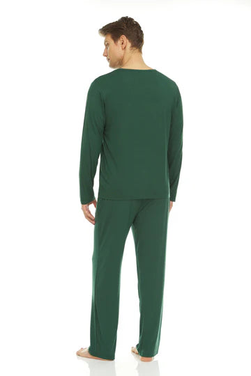 Men’s Micro Modal V-Neck Pajamas – Green | Symmar Dream Collection