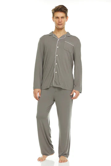 Men’s Micro Modal Button-Front Pajamas – Grey | Symmar Dream Collection