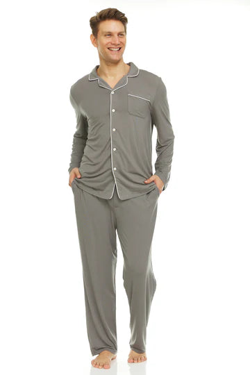 Men’s Micro Modal Button-Front Pajamas – Grey | Symmar Dream Collection