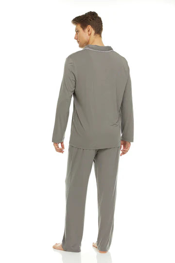 Men’s Micro Modal Button-Front Pajamas – Grey | Symmar Dream Collection
