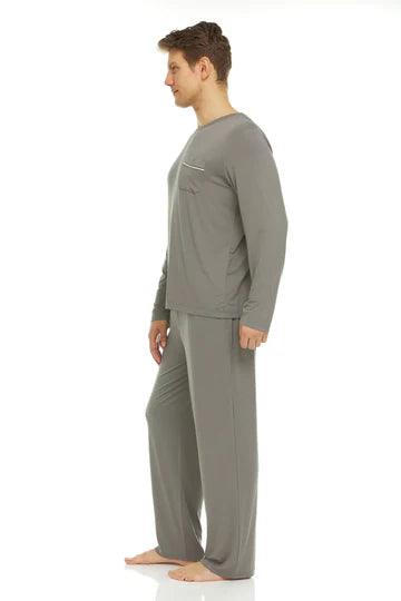 Men’s Micro Modal V-Neck Pajamas – Grey | Symmar Dream Collection