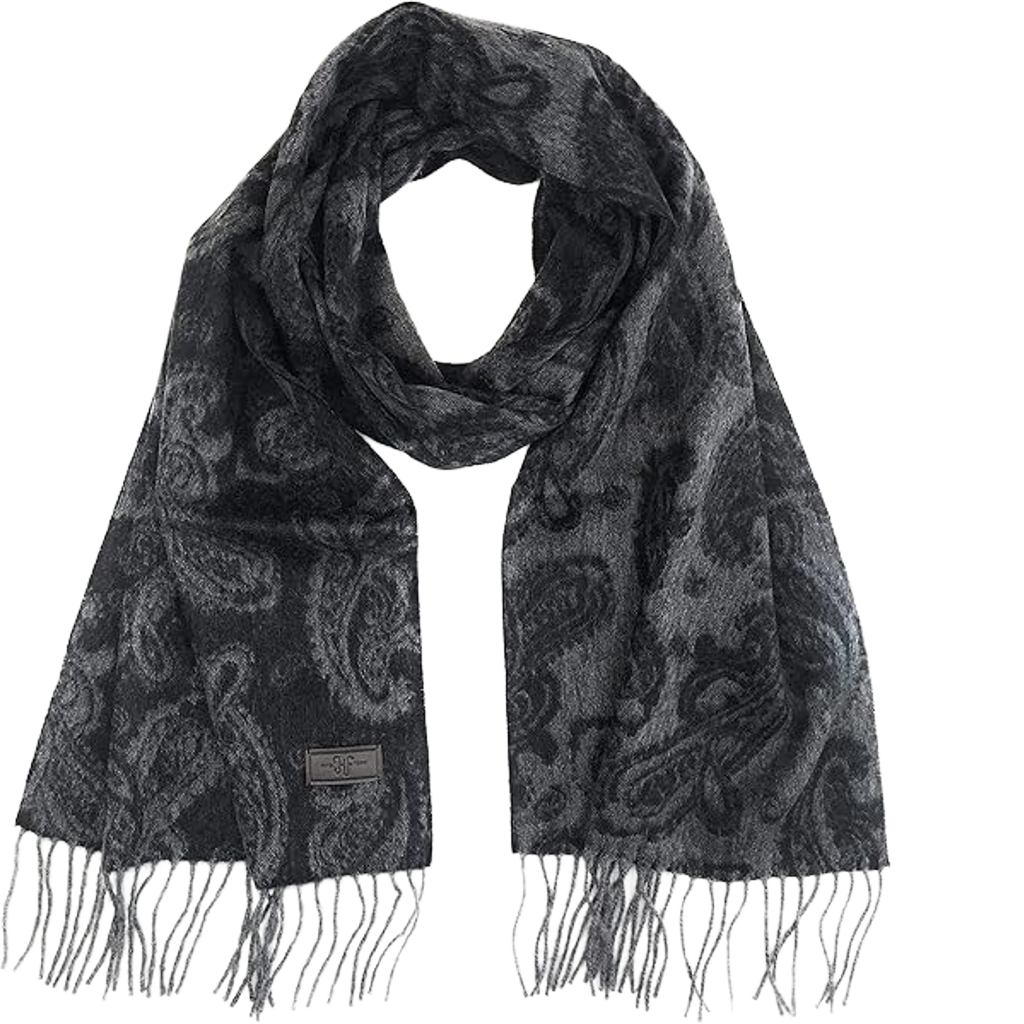 Hickey Freeman | Black & Grey Paisley | Cashmere Scarf