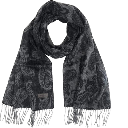 Hickey Freeman | Black & Grey Paisley | Cashmere Scarf