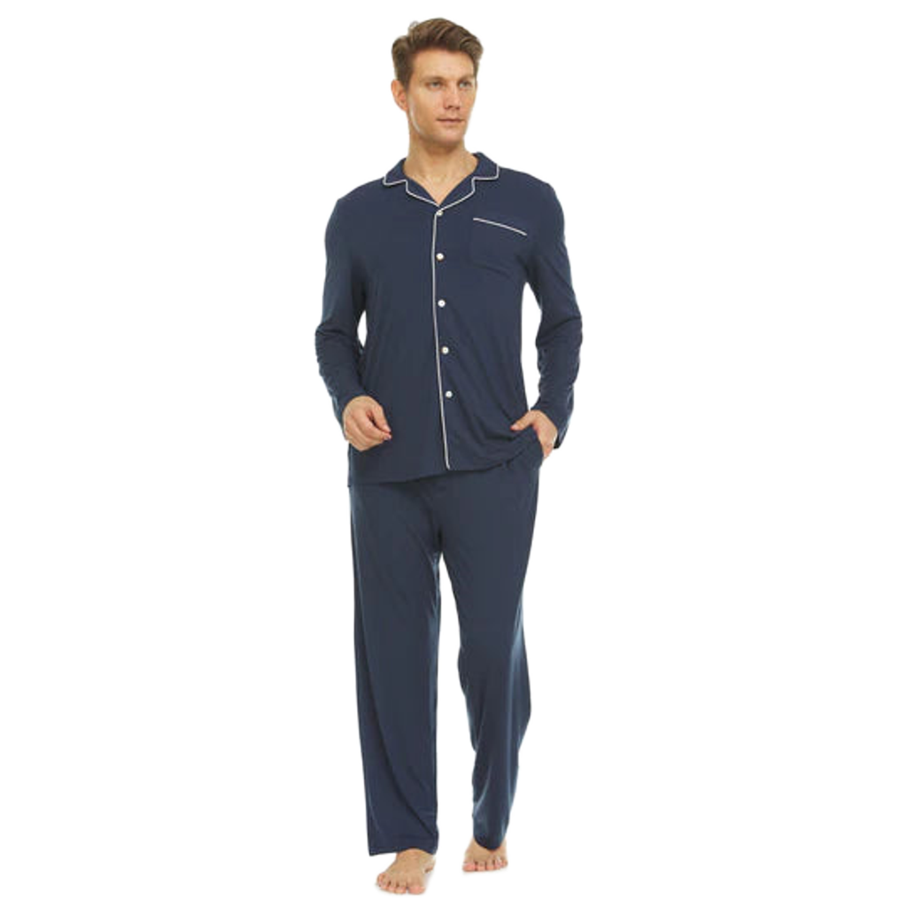Men’s Micro Modal Button-Front Pajamas – Navy | Symmar Dream Collection