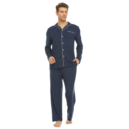 Men’s Micro Modal Button-Front Pajamas – Navy | Symmar Dream Collection