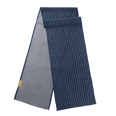Ilmio Brushed Silk Scarf | Navy Pinstripe