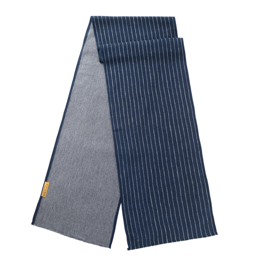 Ilmio Brushed Silk Scarf | Navy Pinstripe
