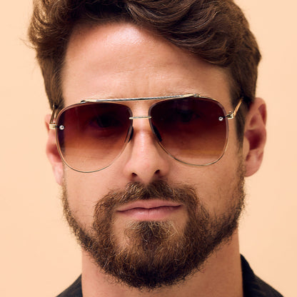 Luna - Tangle Free - Faded Brown Aviator Sunglasses