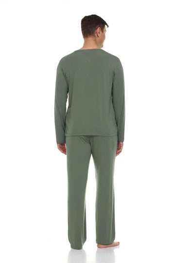Men’s Micro Modal V-Neck Pajamas – Frost Green | Symmar Dream Collection