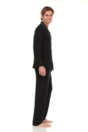Men’s Micro Modal Button-Front Pajamas – Black | Symmar Dream Collection